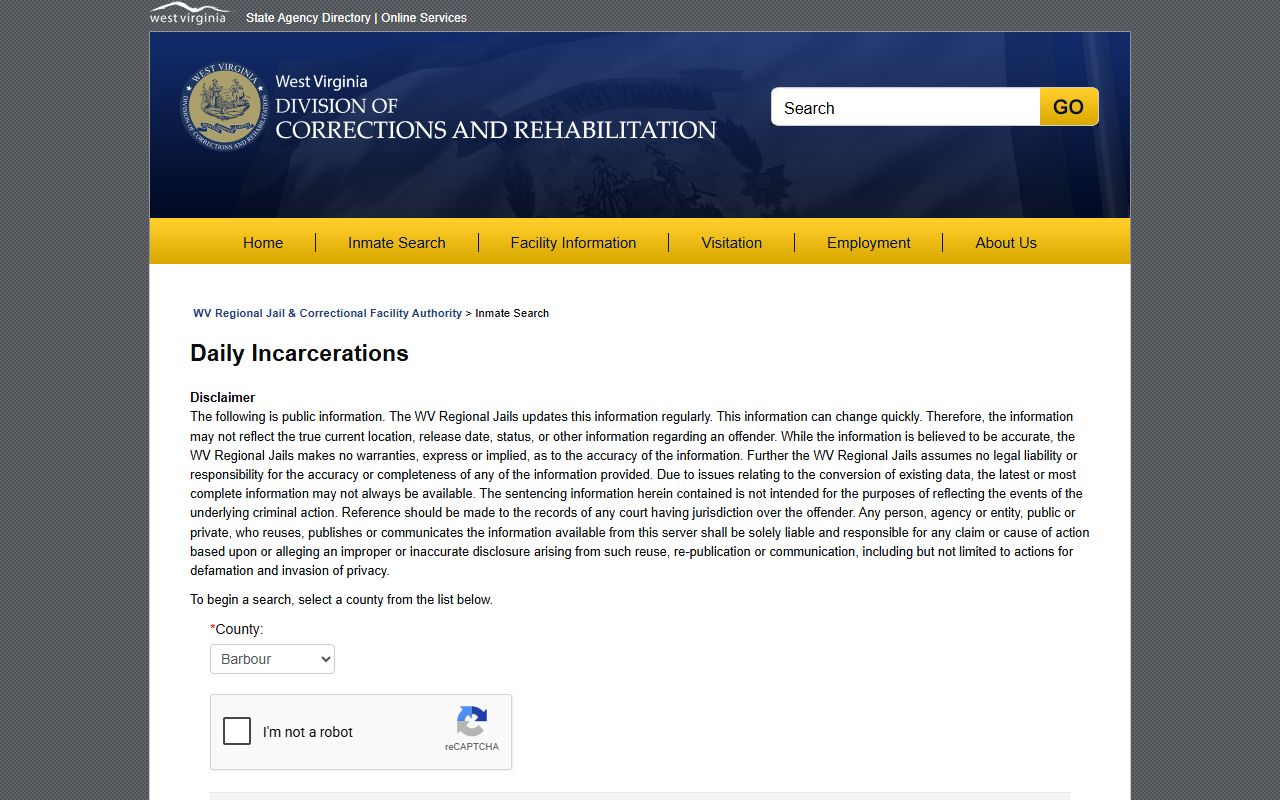 Tucker County inmate records daily incarcerations county search